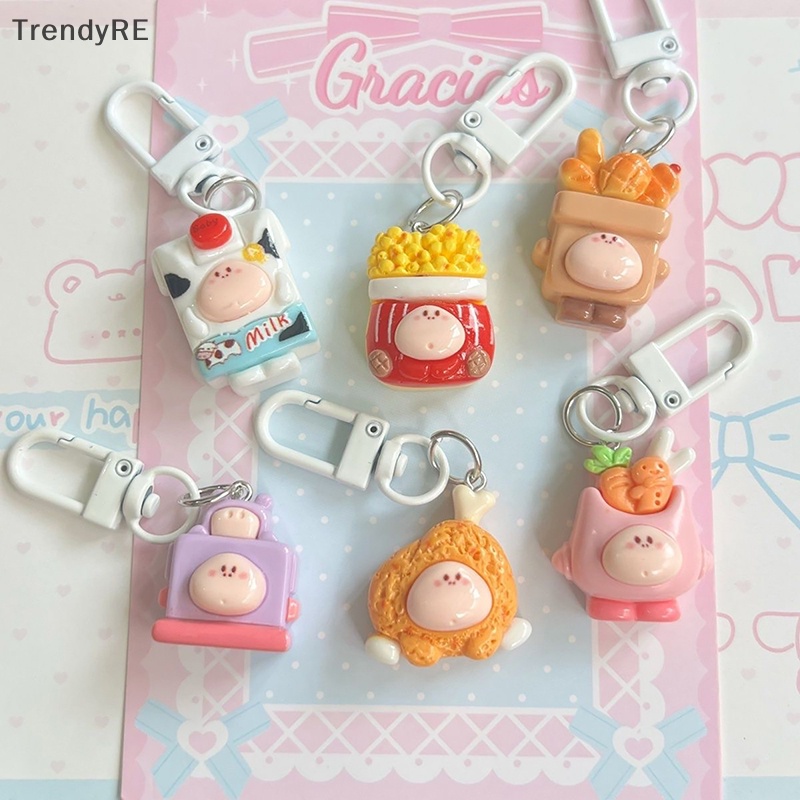 Đồ ăn dễ thương hợp thời trang chơi doodle mặt móc khóa túi ba lô mặt dây chuyền ch phụ kiện xe chìa khóa chủ chuỗi chìa khóa tự làm chìa khóa điện thoại ch quà tặng re