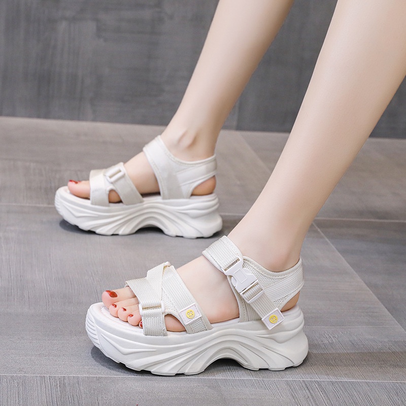 Dép sandal nữ siêu xinh, Xăng đan đế bằng quai dán nâng chiều cao MSP 2331 MIMI