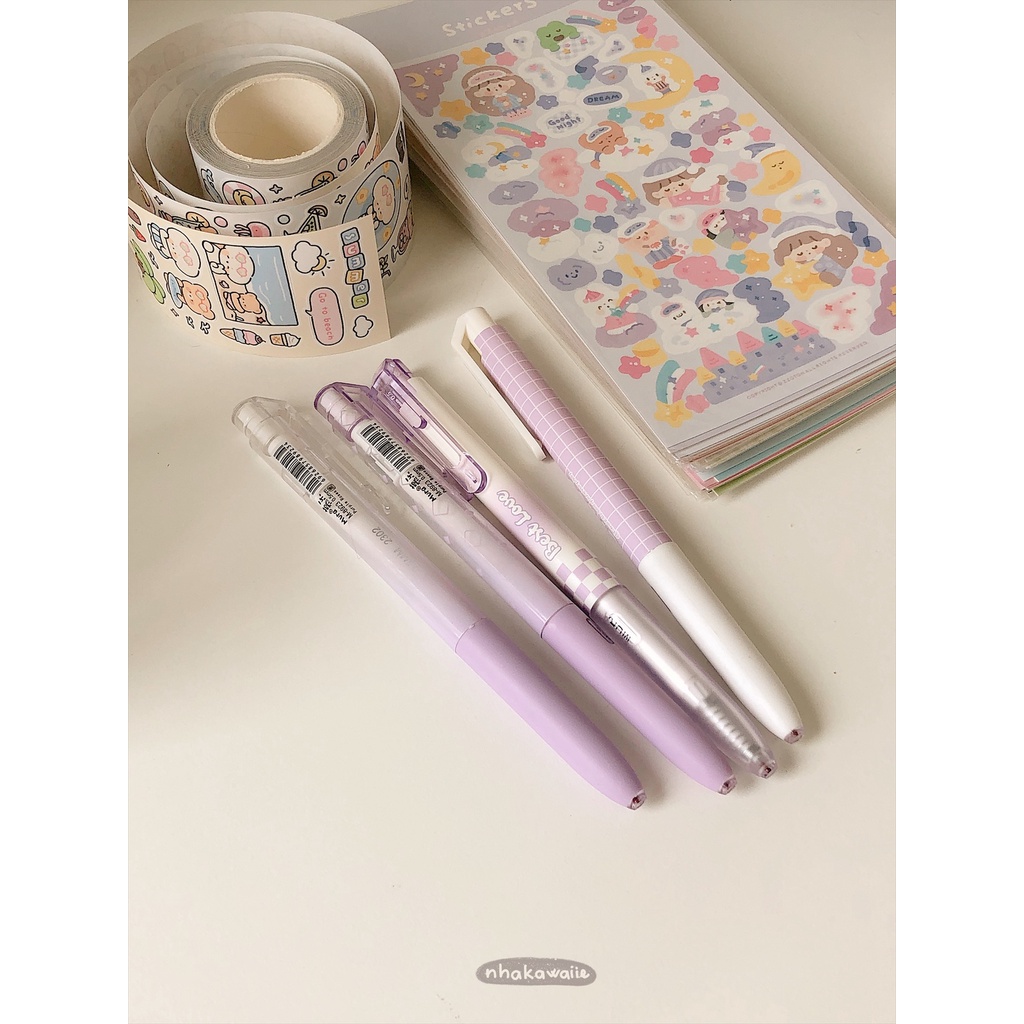 Bút bi gel mực đen Mura cute ngòi kim 0.5mm Nhà Kawaii