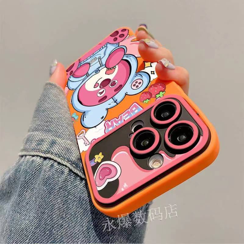 Ốp Điện Thoại Dẻo Họa Tiết Gấu & Dâu Tây Dễ Thương Cho iphone13pro12 / 11 7p 3qoy 14promax