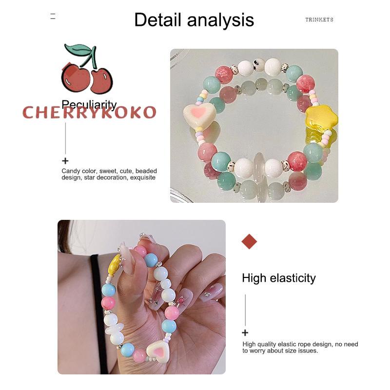 🍒🍒CHERRYKOKO Vòng Tay Chuỗi Hạt Màu Sắc Ngọt Ngào Thời Trang Mùa Hè Cho Nữ