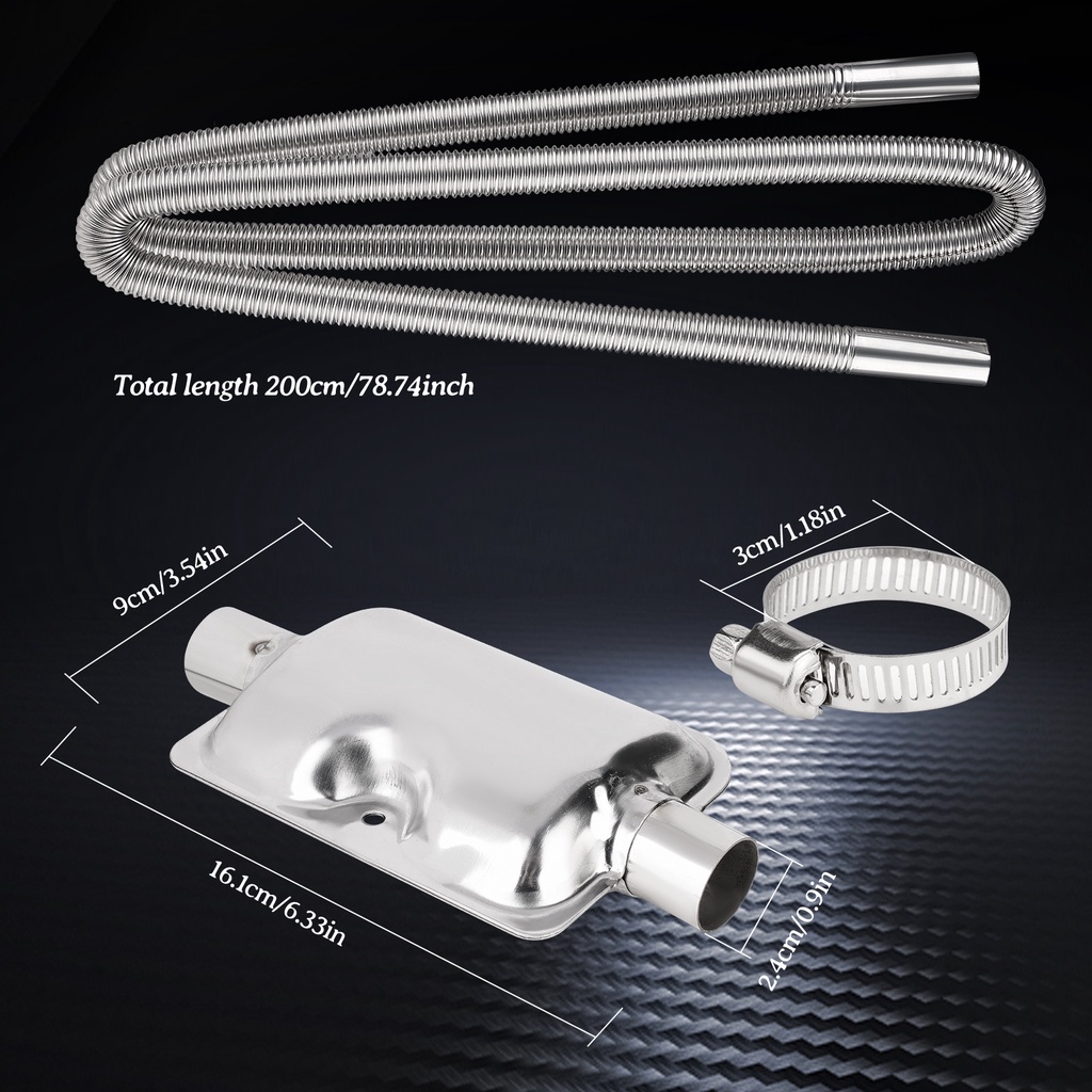 Ống Xả Khói Với 2 Kẹp Ống Bằng Thép Không Gỉ Dài 200cm