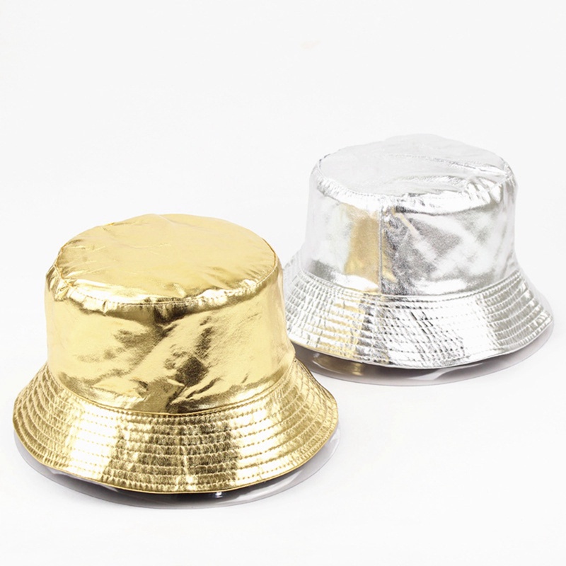 Fancy Mũ Bucket Da Pu Chống Nắng Hai Mặt Có Thể Gập Lại Phong Cách Hip Hop Đường Phố Cho Nam Và Nữ