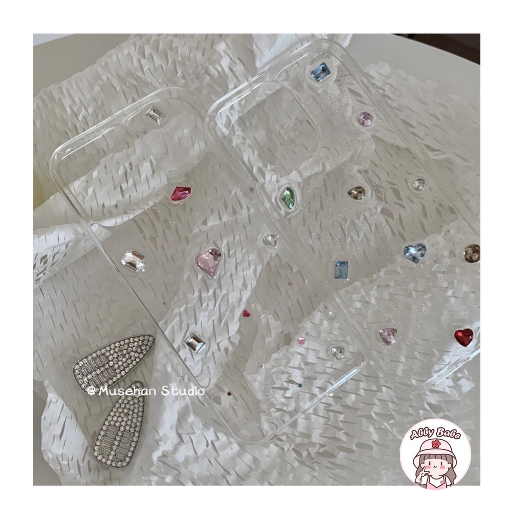 Ốp Điện Thoại TPU Mềm Chống Sốc Chống Dấu Vân Tay Đính Đá Giả Kim Cương 3D Lấp Lánh Cho IPhone 14 Pro Max 13 12 11 Pro Max