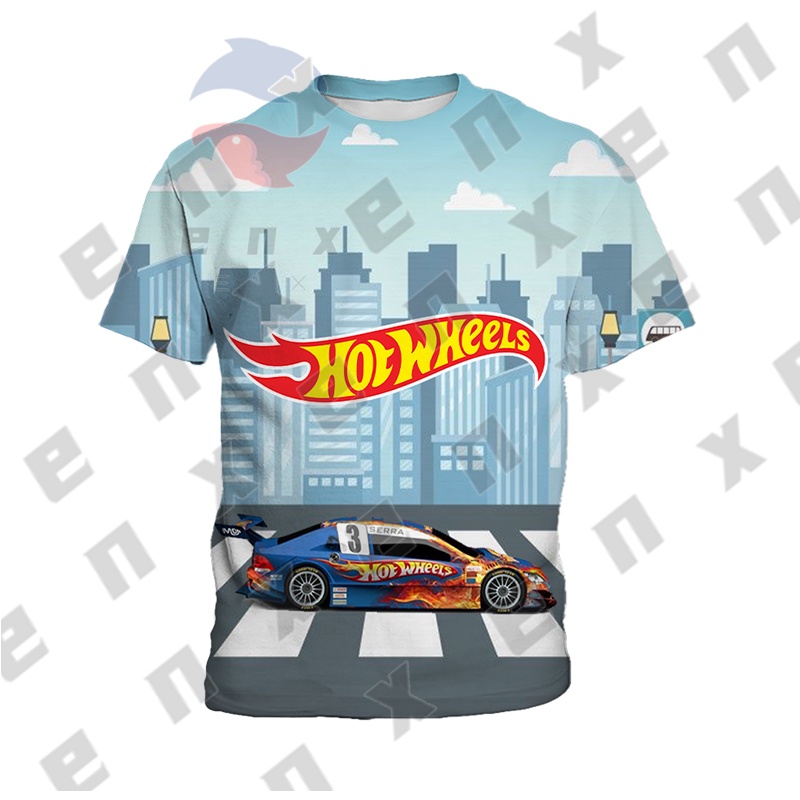 Hot Wheels Áo Thun Sát Nách In Hình Xe Hơi Hoạt Họa Thời Trang Mùa Hè Cho Bé