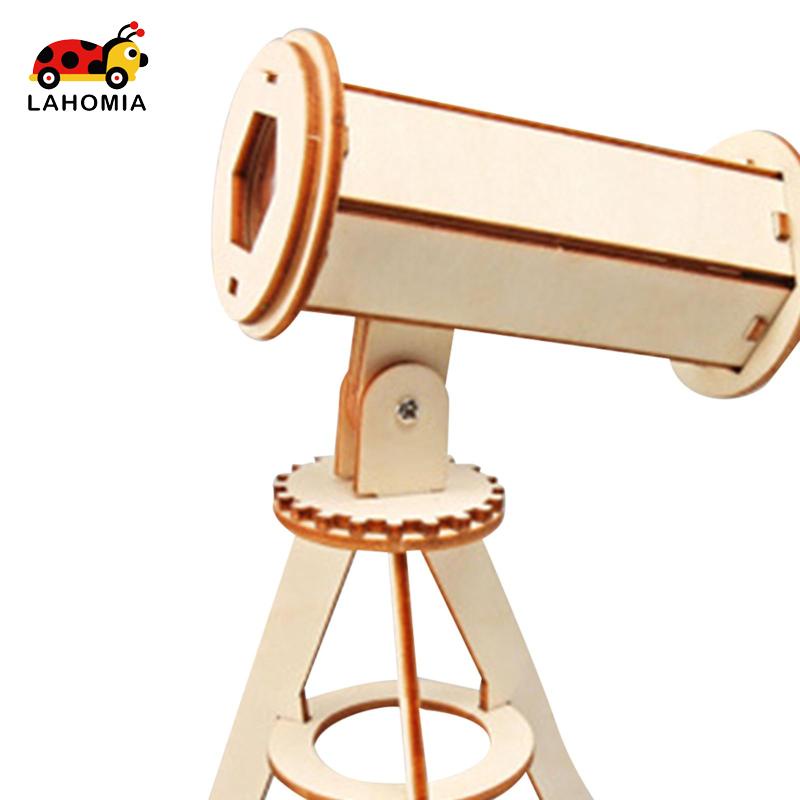 LAHOMIA Mô hình kính thiên văn DIY bằng gỗ 3D với giá đỡ ba chân đồ chơi giáo dục khoa học