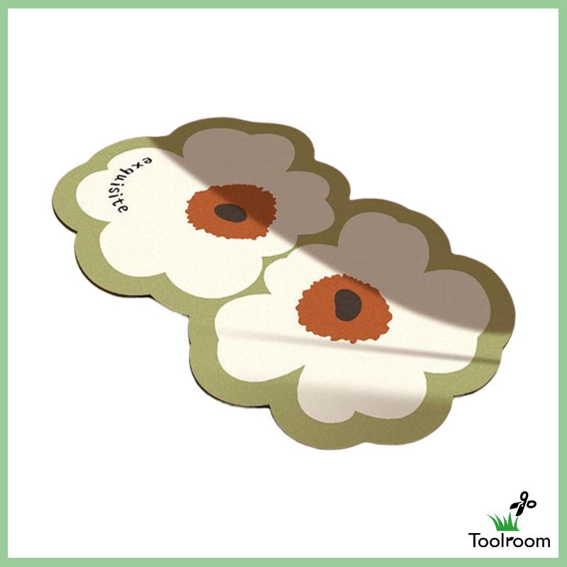 Thảm Chùi Chân Họa Tiết Bông Hoa Đôi Tiện Dụng Cho Nhà Bếp