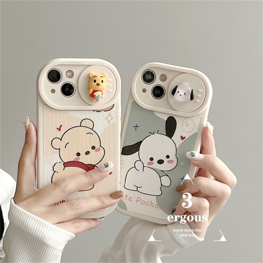 Ốp Điện Thoại TPU Mềm Hình Gấu Pooh 3D Dễ Thương Cho IPhone 14 13 12 11 Pro Max