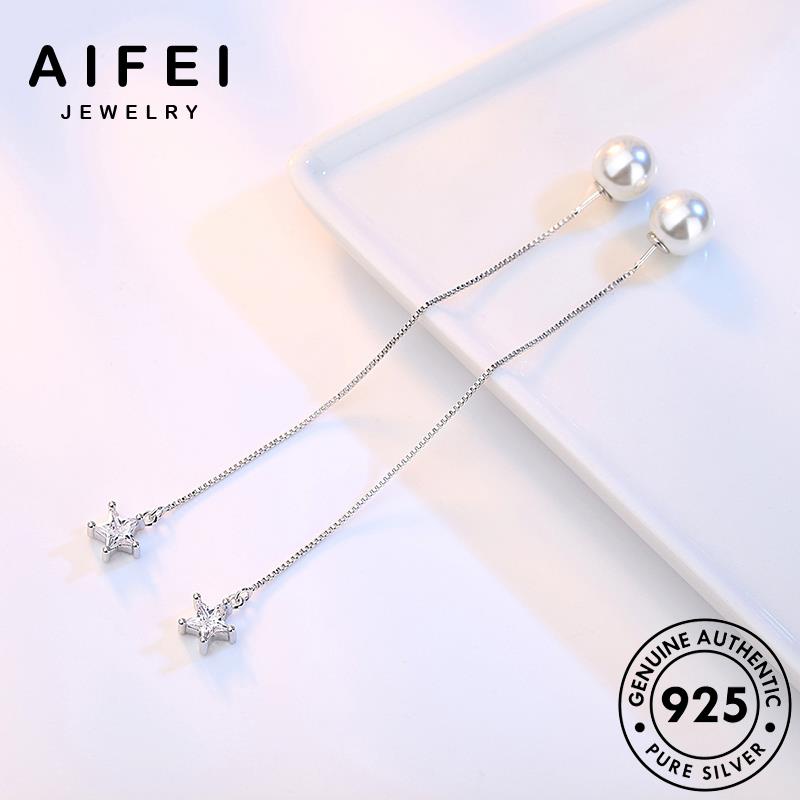 AIFEI JEWELRY tròn thật ngôi ngọc bản bạc nguyên sao 925 sức khuyên đơn hàn kiện thời trang quốc bông vành nữ Thời trai phụ tai tua giản xỏ E668