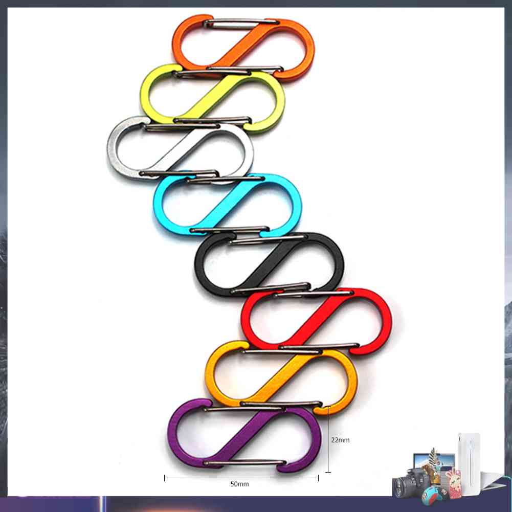 Móc Khóa Carabiner Hình Chữ S Bằng Hợp Kim Nhôm Với 8 Kiểu Màu Sắc Ngẫu Nhiên