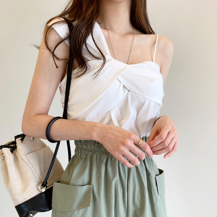 SUXI Áo Kiểu Hai Dây Dáng Ôm Hở Vai Phong Cách Hàn Quốc Dành Cho Bạn Nữ