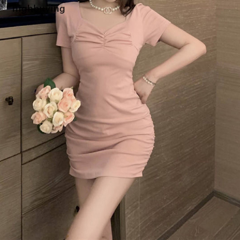 Đầm Cổ Vuông Ôm Eo Phối Dây Rút Thời Trang Mùa Hè Pháp Hàng Mới 2023 Dành Cho Bạn Nữ