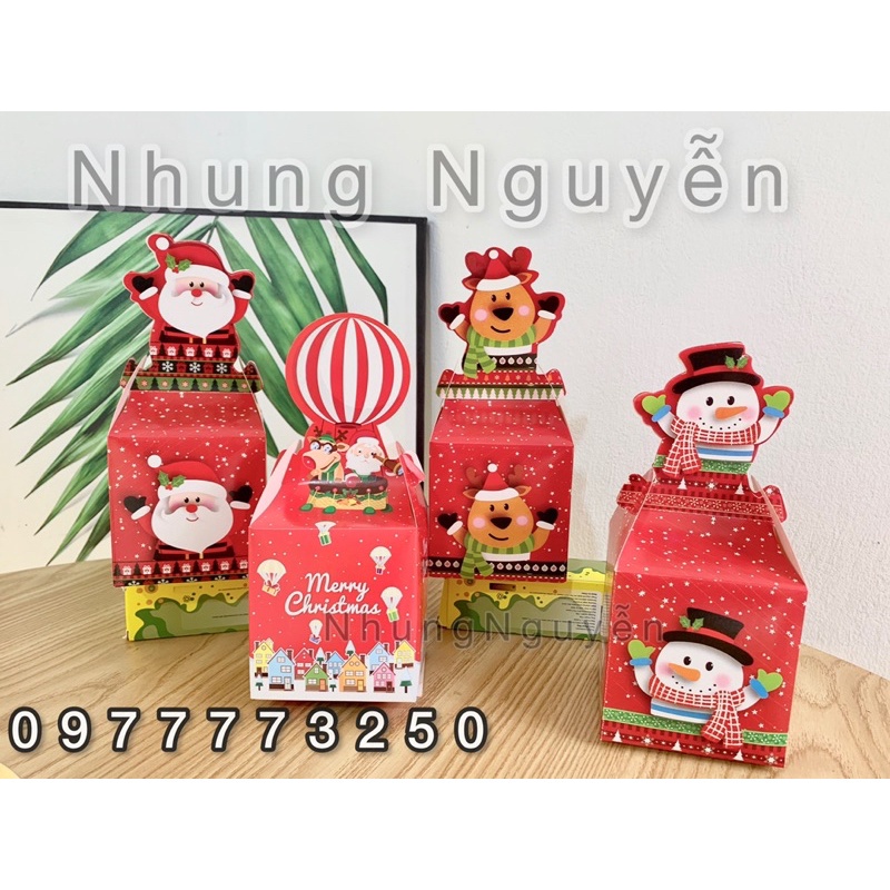 Hộp quà noel trang trí đựng quà vỏ hộp hàng loại 1 giáng sinh trộn mẫu khác nhau