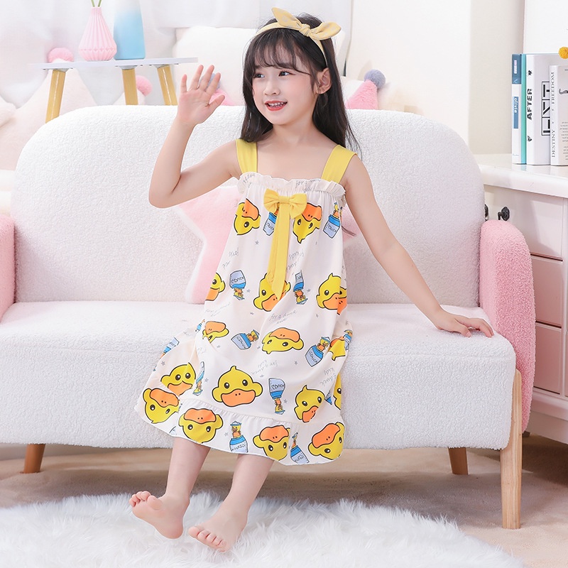 Đầm Ngủ Hai Dây 95-150cm In Họa Tiết Hoạt Hình Dễ Thương Dành Cho Bé Gái