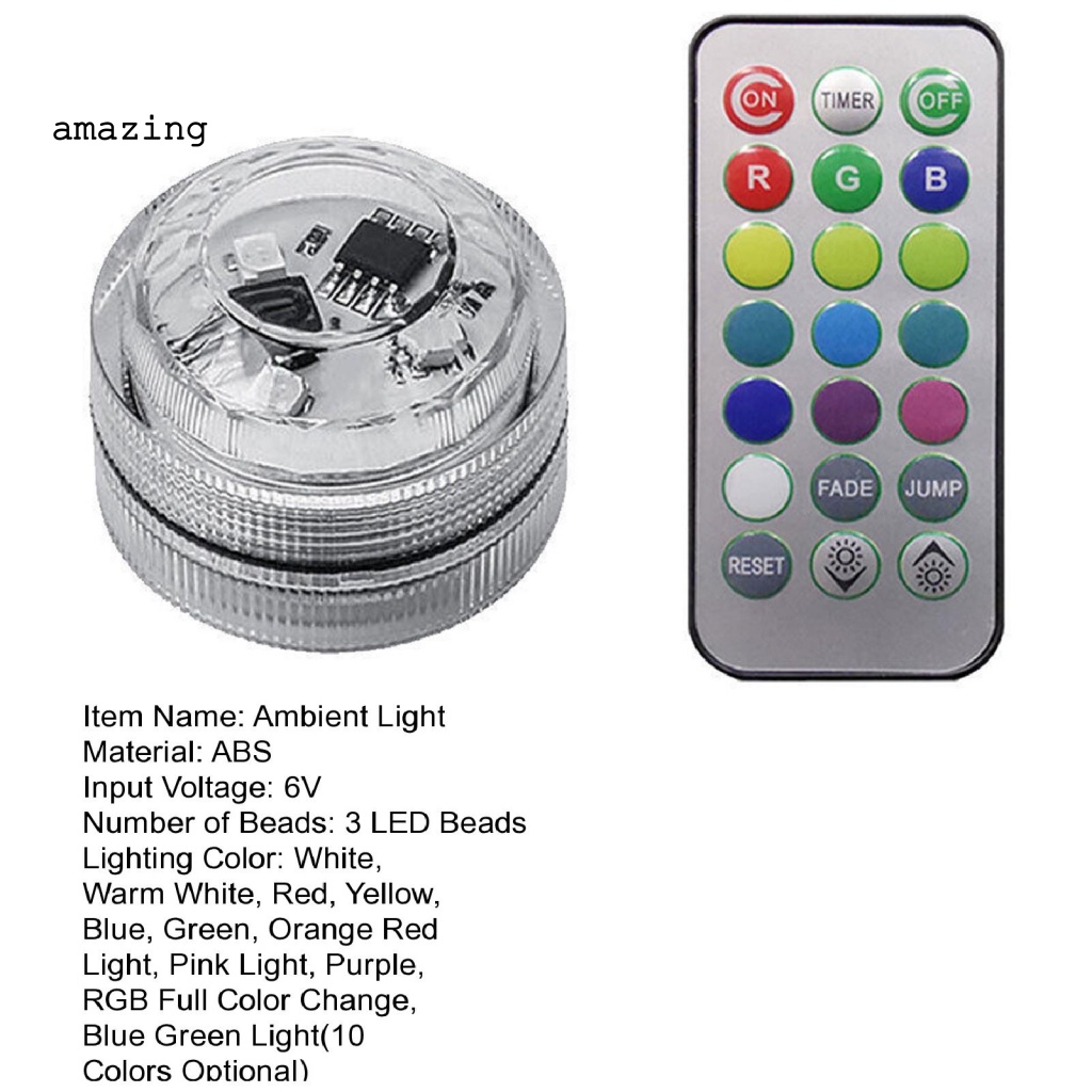 Đèn LED 3 Bóng Tự Động Trang Trí Nội Thất Xe Hơi Kèm Điều Khiển Từ Xa