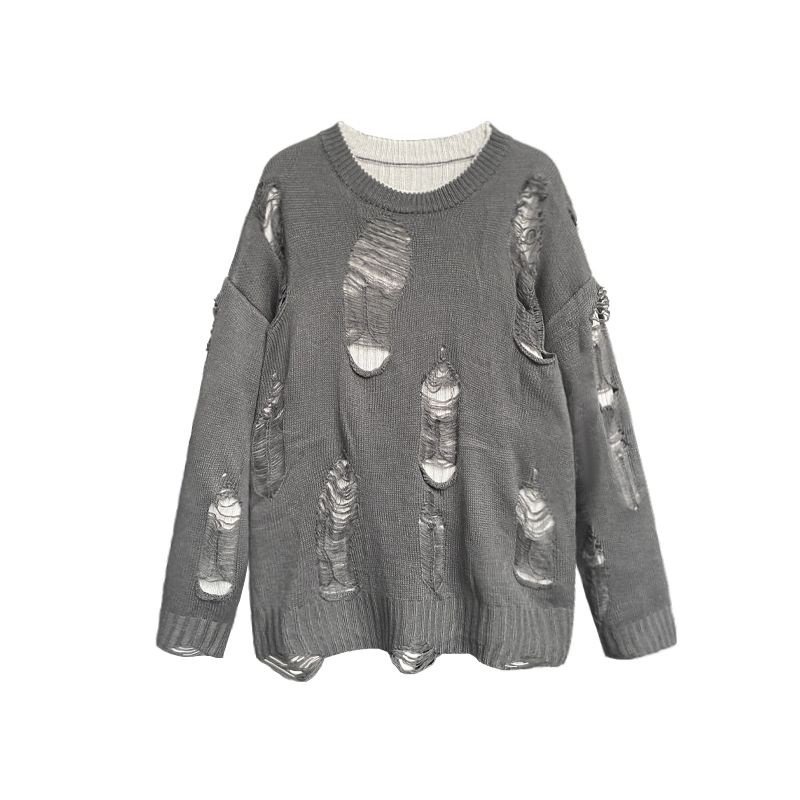 Áo Khoác Sweater Dáng Rộng Dệt Kim Màu Sắc Tương Phản Phong Cách Retro Nhật Bản Cho Nam Giới