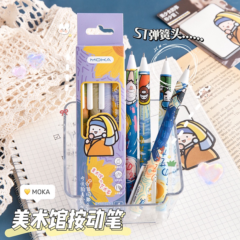 Bút Mực Gel Ngòi 0.5mm Mực Đen Họa Tiết Hoạt Hình Có Thể Thu Gọn Cho Học Sinh