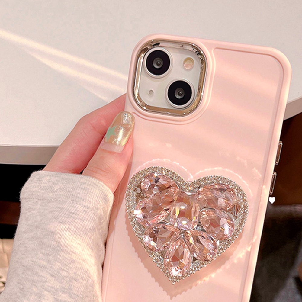Ốp Điện Thoại TPU Dẻo Màu Trơn Chống Bụi Bẩn / Rơi Vỡ Có Giá Đỡ Hình Trái Tim Sang Trọng Cho IPhone 11 12 13 14 Pro Max