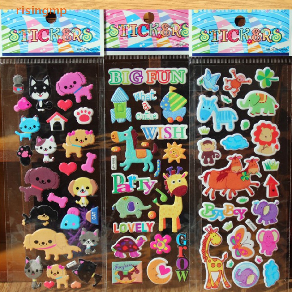 Set 10 Tấm Sticker Hoạt Hình 3D Dán Trang Trí Sổ Tay Cho Bé Trai