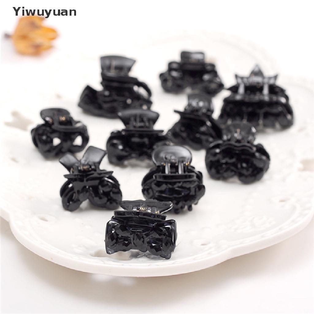 < Yiwuyuan > Bộ 10 Kẹp Tóc Nhựa Nhỏ Màu Đen Thời Trang Đang Bán Chạy
