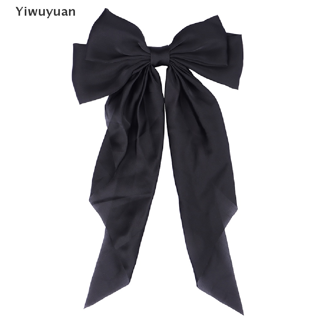 < Yiwuyuan > Kẹp Tóc Đính Nơ Ruy Băng Màu Trơn Đơn Giản Thời Trang Retro Cho Nữ