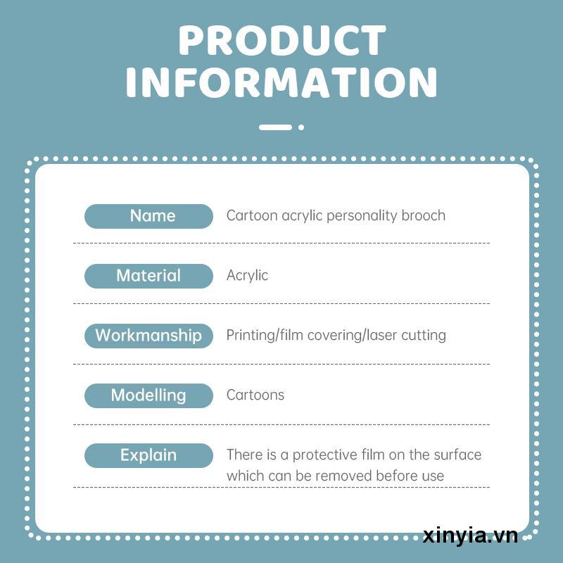 Ghim Cài Áo Chất Liệu Acrylic Mềm Họa Tiết Hoạt Hình Dễ Thương