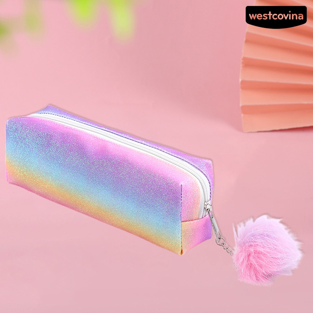 [COD] [COD]♪Bóp Viết Đa Năng Có Khóa Kéo Đính Bóng Lông Lấp Lánh