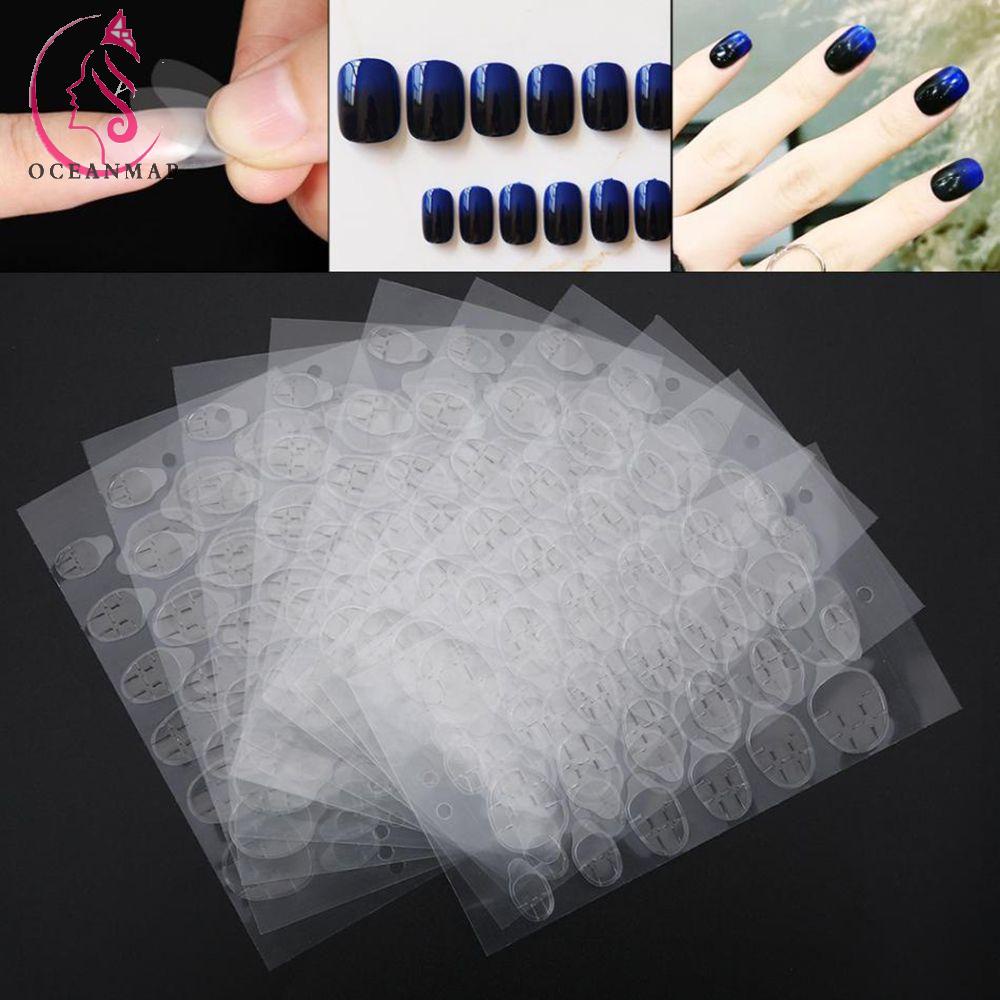 [Hàng mới về] Bộ 10 tờ băng keo dán móng tay giả hai mặt trong suốt tiện lợi dành cho phái nữ