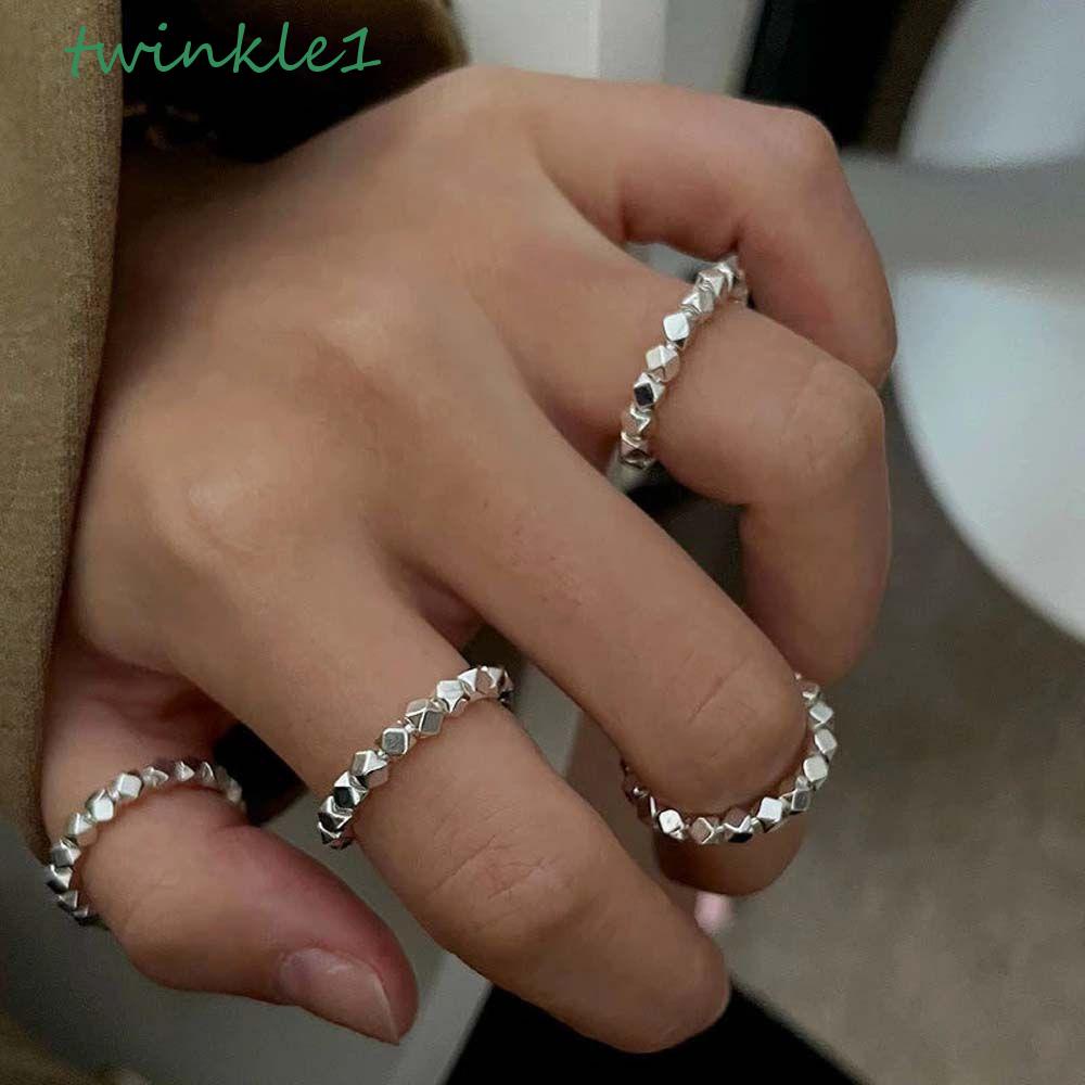 Nhẫn Hở Đính Hạt Vuông Phong Cách Hip Hop Punk Cho Nữ