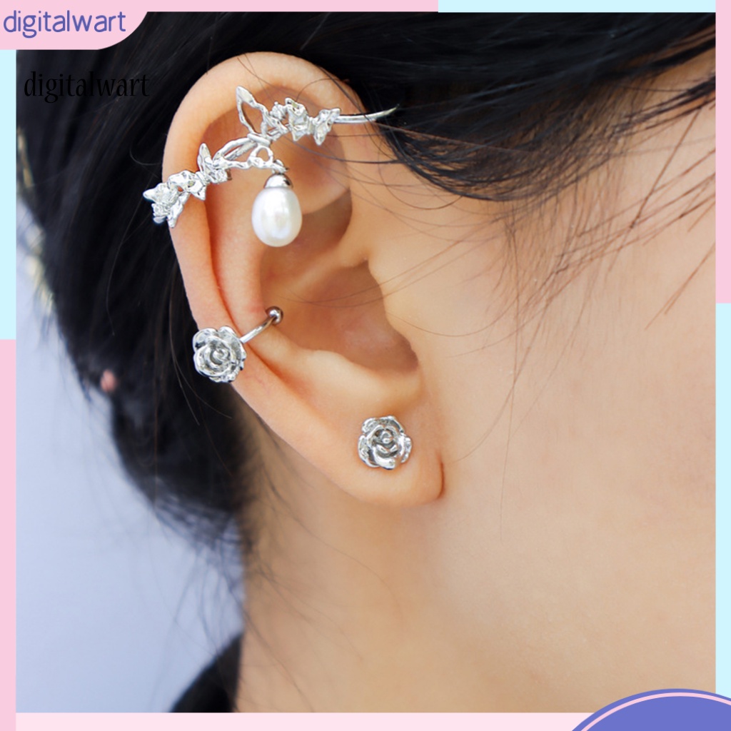 Kỹ Thuật Số| 1 Khuyên Kẹp Vành Tai Mạ Điện Không Cần Xỏ Lỗ Hình Hoa Trang Trí Dành Cho Nữ Dự Tiệc