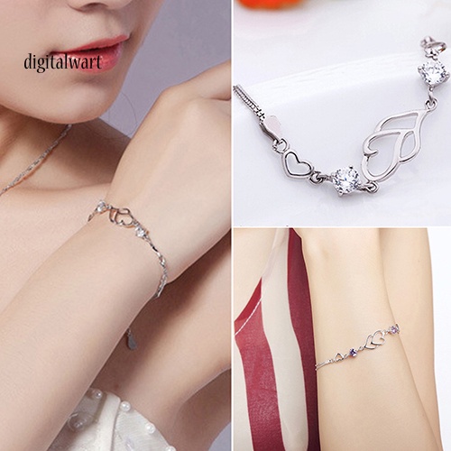 Kỹ Thuật Số| Vòng Tay Mạ BạC 925 ĐíNh Đá HìNh Tim Xinh XắN