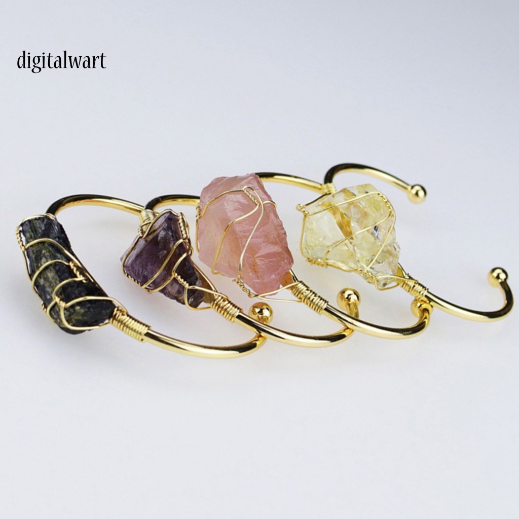 Kỹ Thuật Số| Vòng Tay Hợp Kim Hở Đính Đá Tự Nhiên Thời Trang Cho Nữ