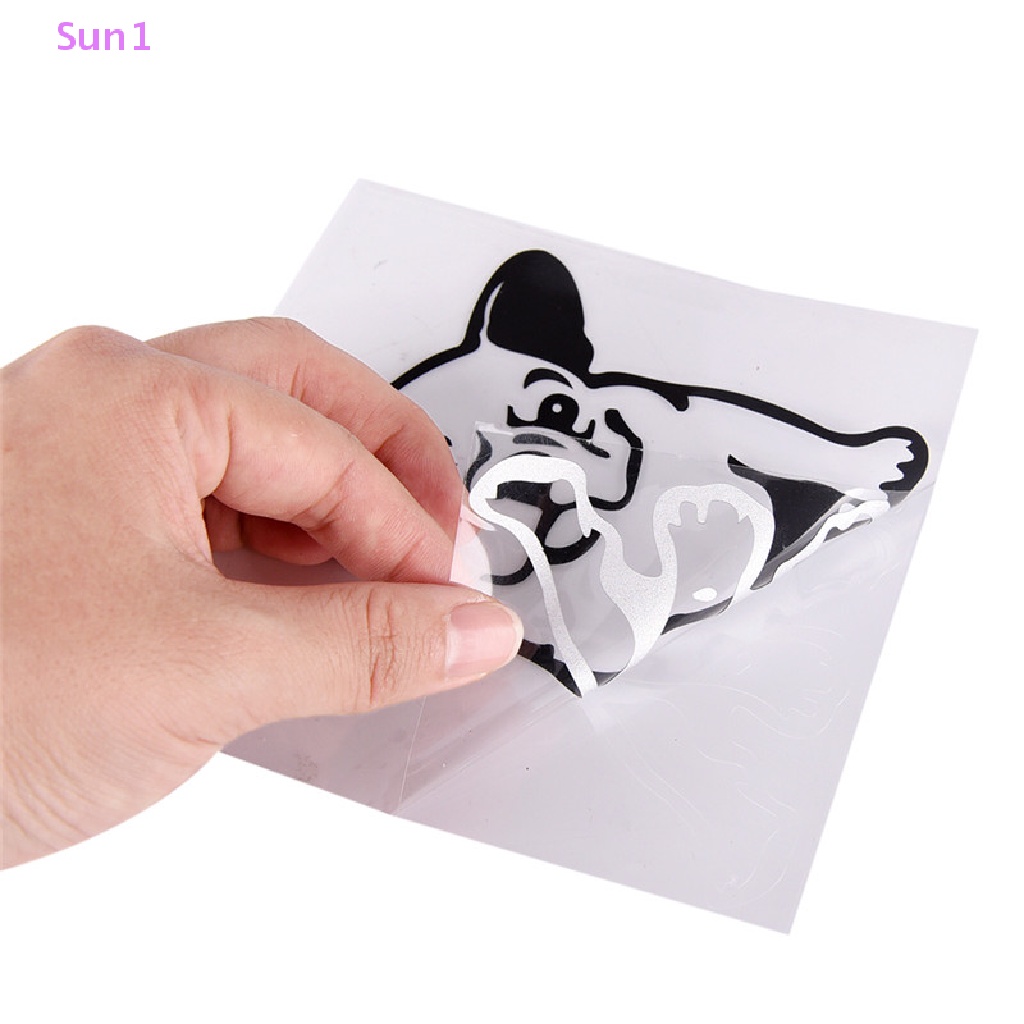 Sun1 > Nhãn Dán Vinyl Hình Chó Bull / Chó Bull Pháp Màu Đen Dễ Thương Trang Trí Cửa Sổ Xe Hơi Laptop