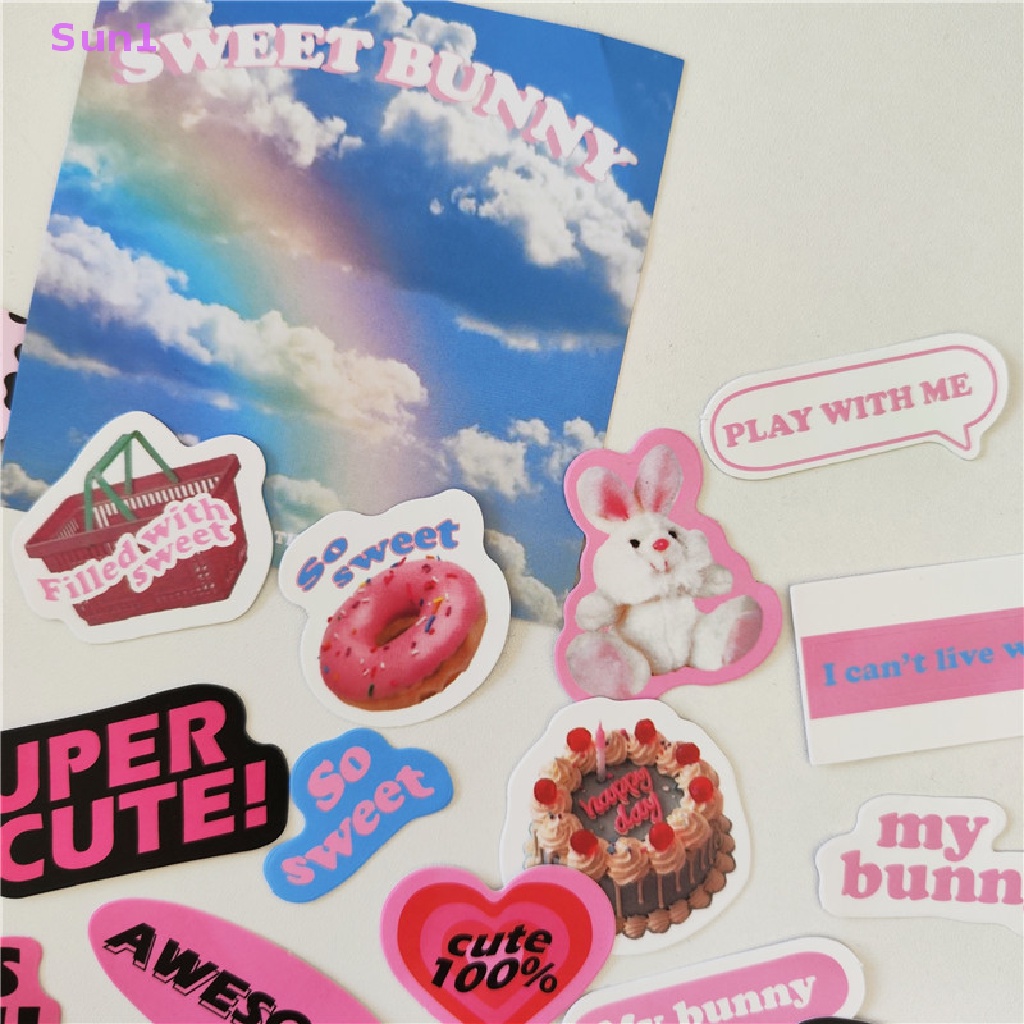 Set 1 &gt; 11 Nhãn Dán Trang Trí Nhật Ký Hình Thỏ Mèo Dễ Thương