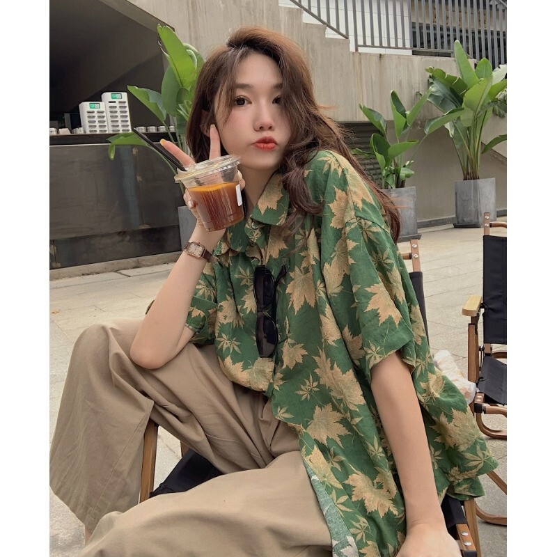 Myaistyle Áo Sơ Mi ngắn tay In Hoa Kiểu Hàn Quốc Dễ Thương Cho Nữ 16Z23041013