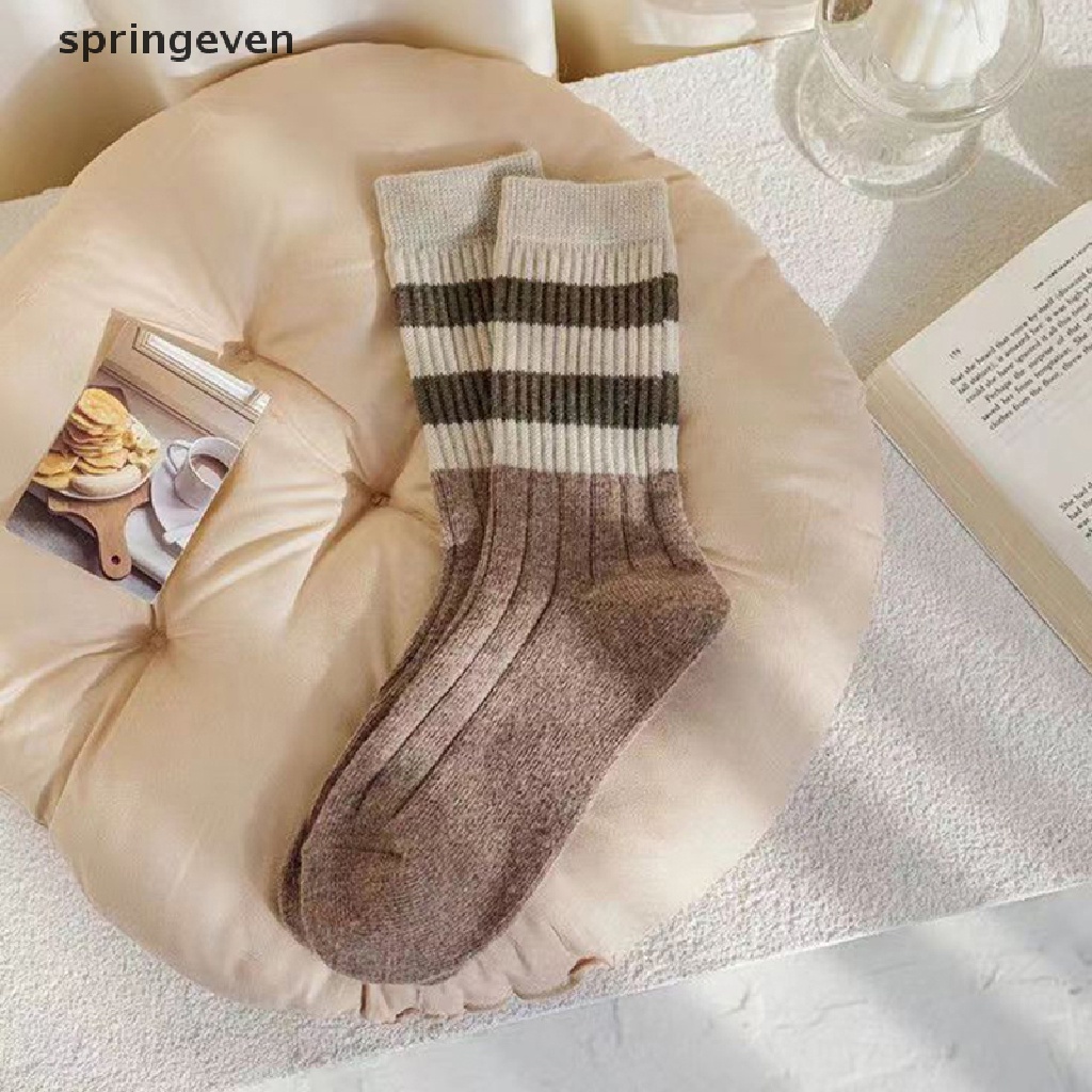 Đôi Vớ Len Dày Giữ Ấm Thoáng Khí Họa Tiết Kẻ Sọc Thời Trang Cho Nam Và Nữ