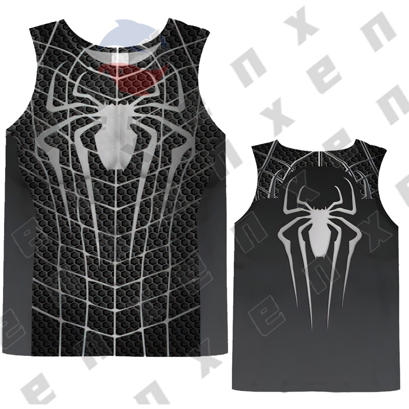 Áo Tank Top Màu Đen Hoá Trang Người Nhện Cho Bé
