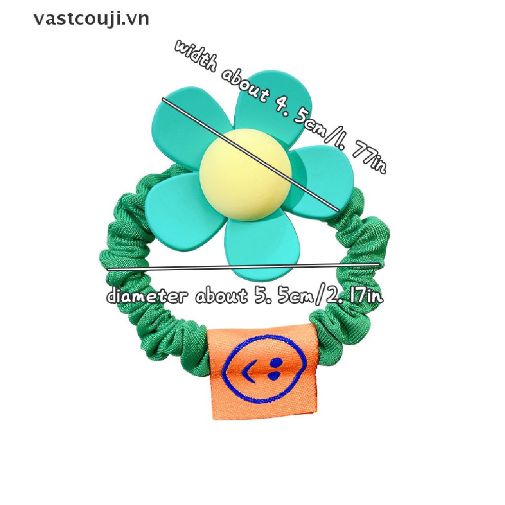 Dây Cột Tóc Co Giãn Họa Tiết Hoa Màu Kẹo Ngọt Xinh Xắn Cho Bé Gái