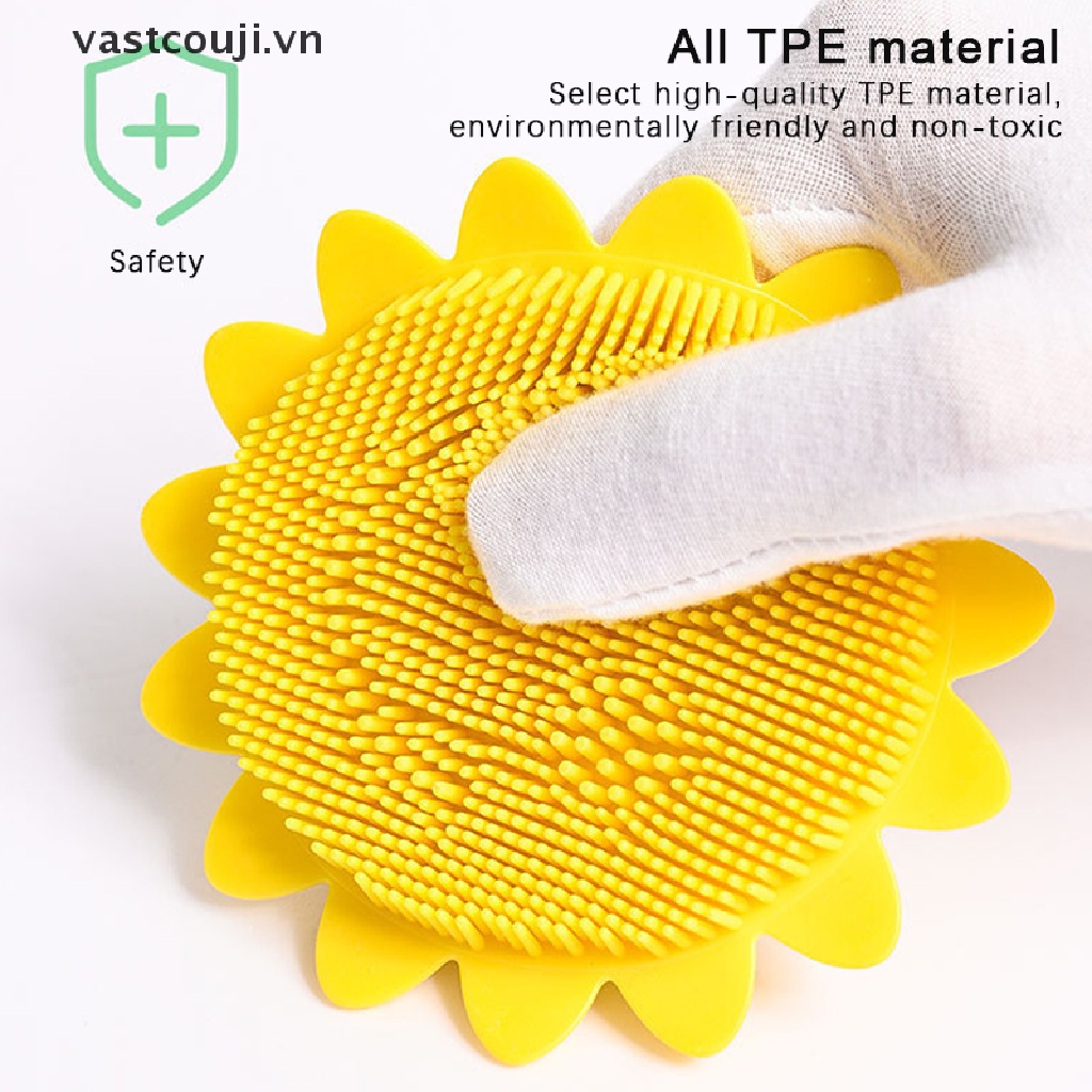 Bàn Chải Gội Đầu Mát Xa Bằng Silicon Mềm Hình Hoa Hướng Dương Cho Bé