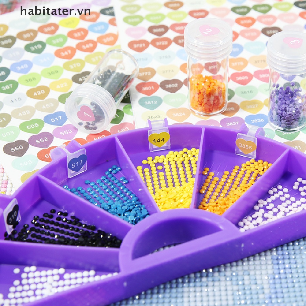 Tater Nhãn Dán Đánh Dấu Số Màu Sắc Kiểu Mosaic Sắp Xếp Chai Đựng Hạt / Chai Lọ / Đánh Dấu Chữ Thập