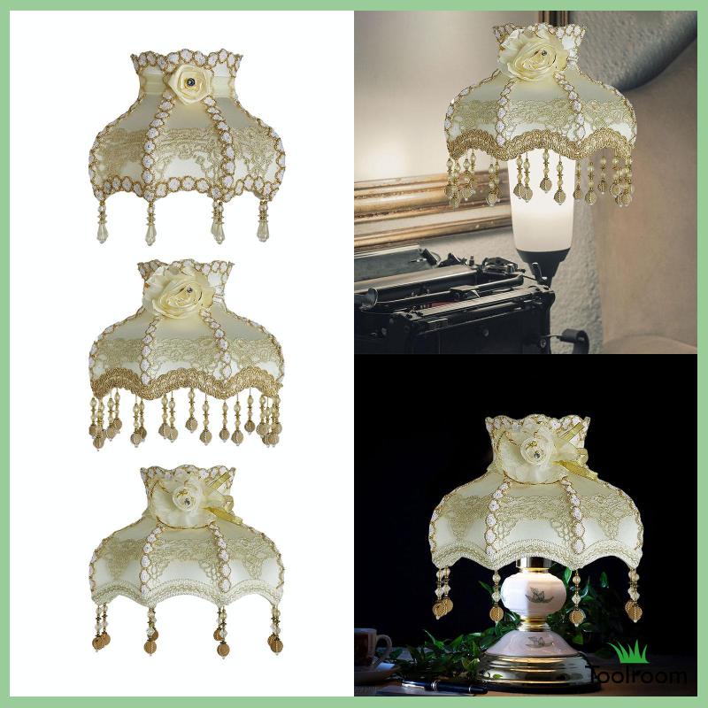 Chụp Đèn E27 [Toolroom] Bằng Vải Viền Tua Rua Phong Cách Cổ Điển Cho Đèn Bàn E27