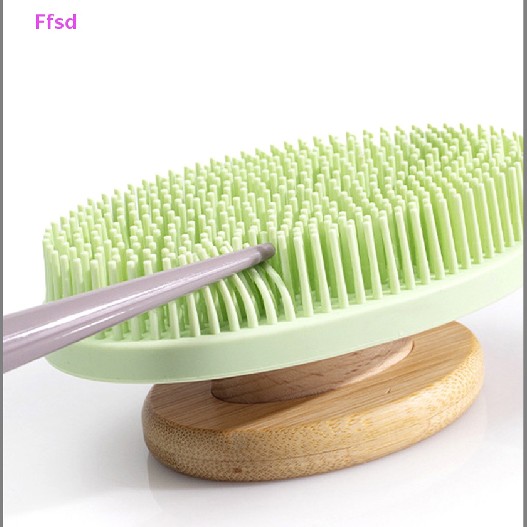 {Ffsd} Bàn Chải Tắm Chà Cơ Thể Bằng Silicon Với Tay Cầm Bằng Tre Mềm Mại