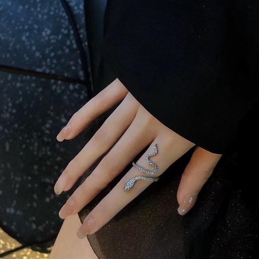 Nhẫn Hình Rắn Đính Đá Sáng Bóng Thanh Lịch Quyến Rũ Dễ Phối Đồ Mặc Hàng Ngày Cho Nữ