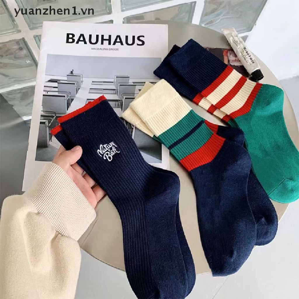 Vớ Thể Thao Chất Liệu Cotton Mỏng Thoáng Khí Thêu Họa Tiết Kẻ Sọc Phong Cách Hip Hop Thời Trang Cho Nam Và Nữ