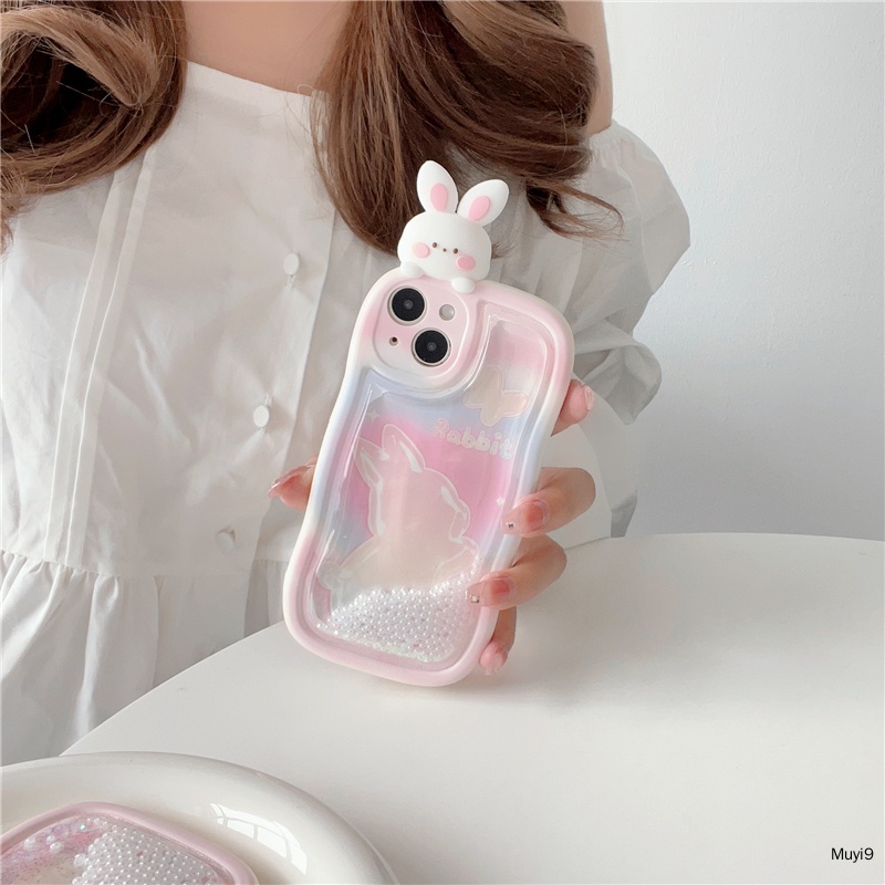 Ốp Điện Thoại Trang Trí Cát Kim Tuyến Hình Thỏ 3d Cho iphone15promax 13promax 12 promax / 11 14Plus / 13pro