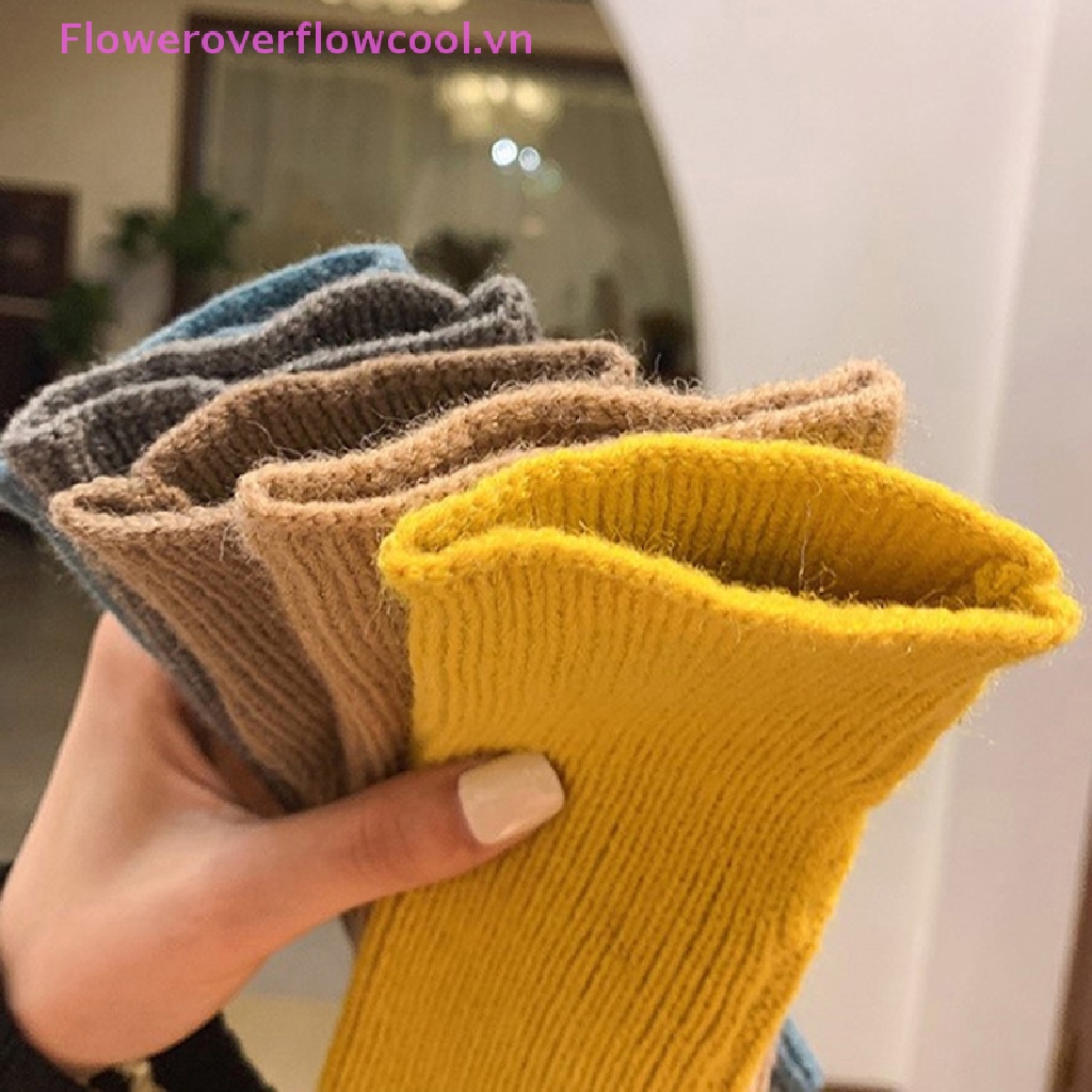 Găng Tay Len Hở Ngón Mềm Mại Giữ Ấm Mùa Đông Cho Nữ