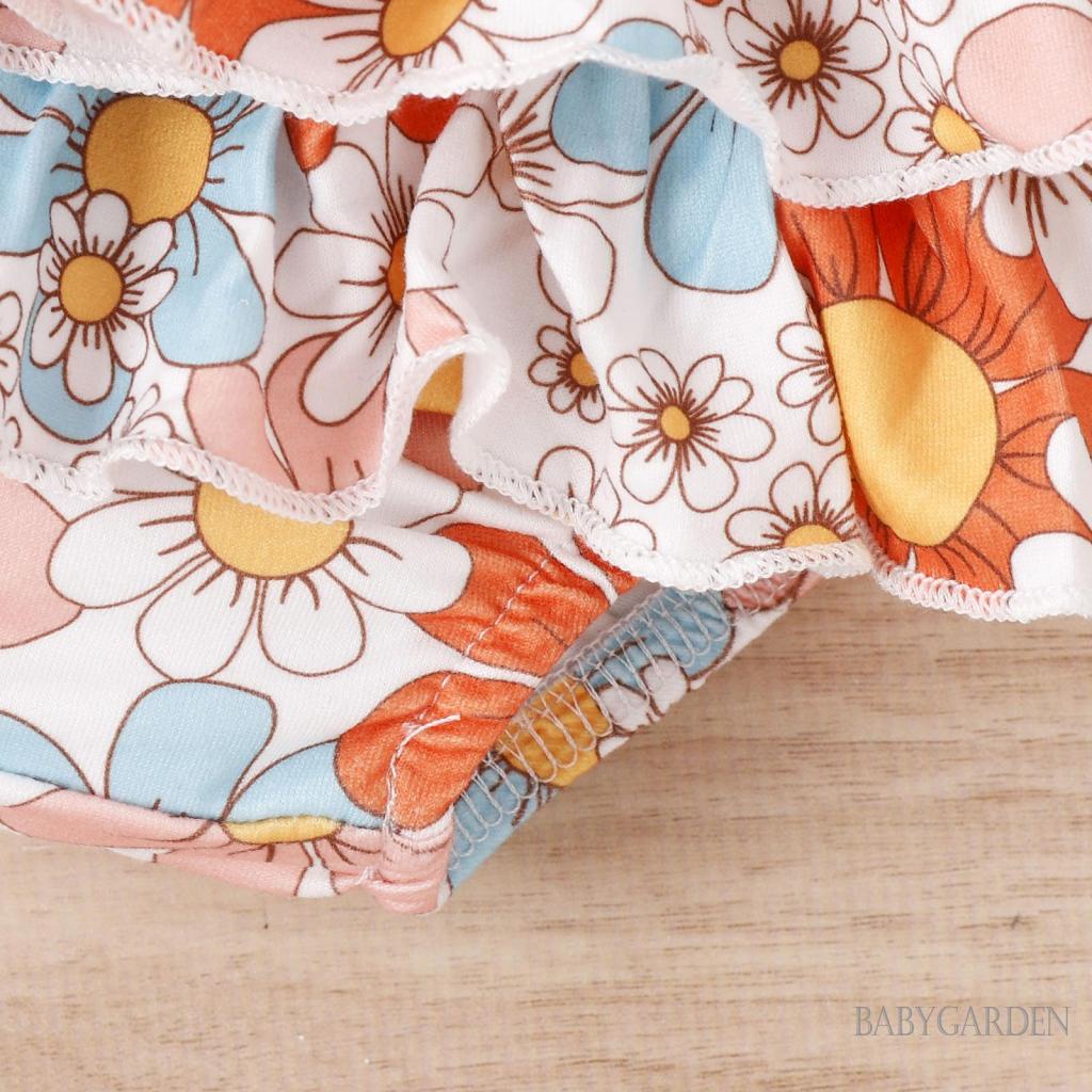 Set Áo Không Tay + Quần Short In Hoa + Băng Đô Cài Tóc Thời Trang Đường Phố Cho Bé Gái 0-18 Tháng Tuổi