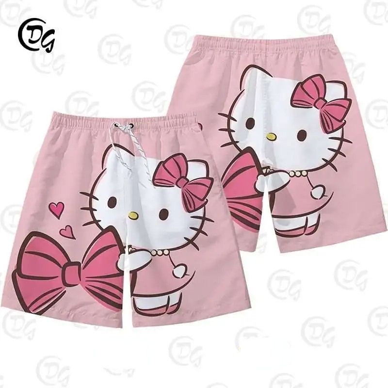 Quần Short Đi Biển / Đi Biển 5 / 4 In Hình Hello Kitty Thời Trang Mùa Hè Cho Nam Và Nữ