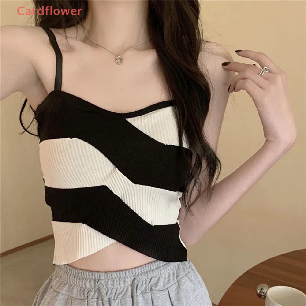 < Cardflower > Áo Crop Top Phong Cách Hàn Quốc Gợi Cảm Đơn Giản Dễ Phối Đồ Thời Trang Mùa Hè Mới Phổ Biến Cho Nữ
