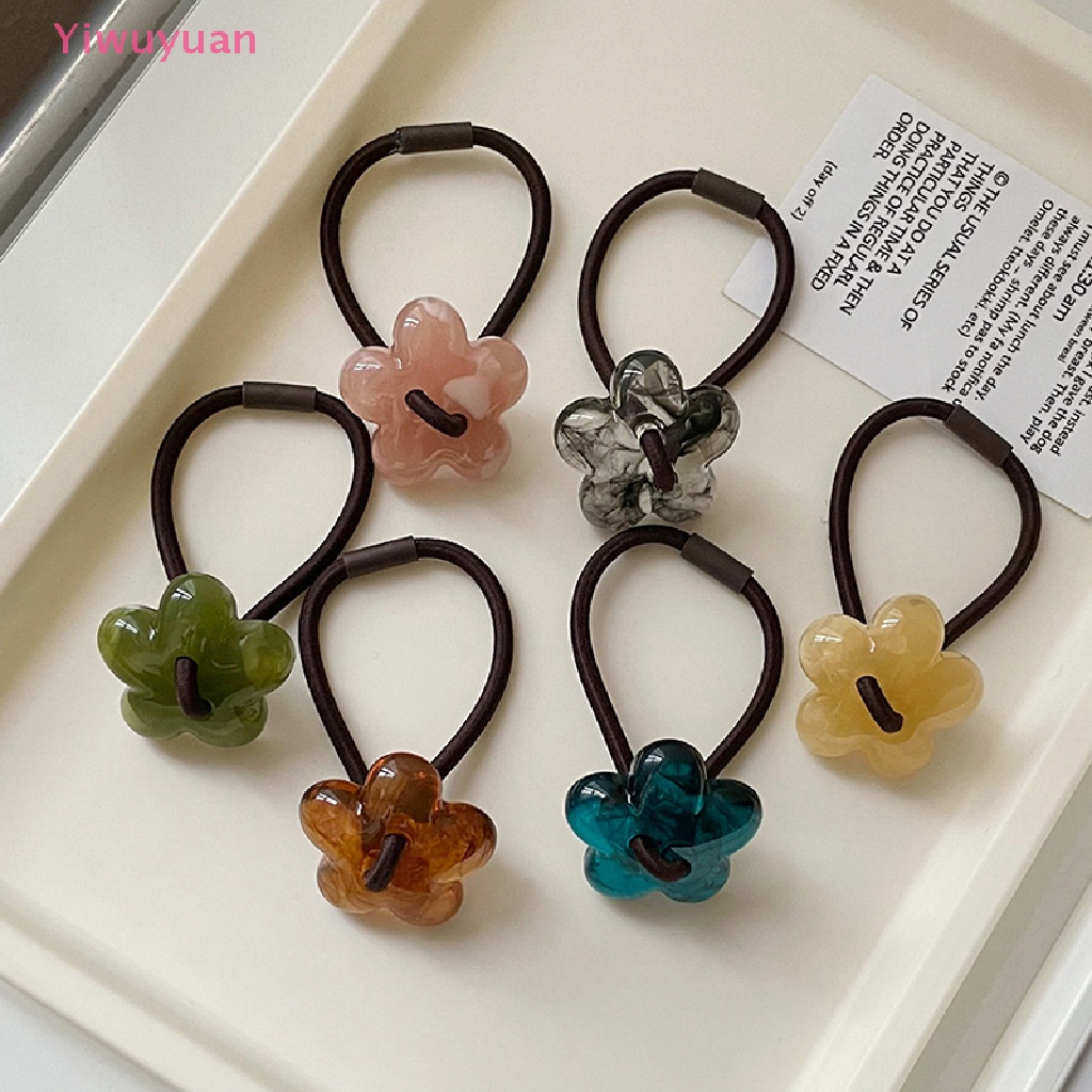 Dây Buộc Tóc Cao Su Co Giãn Đính Hoa Phong Cách Hàn Quốc Cho Nữ